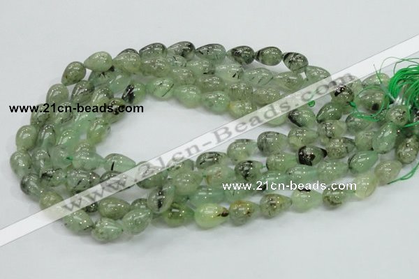 CRU105 15.5 inches 10*14mm teardrop green rutilated quartz beads