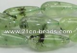 CRU106 15.5 inches 10*25mm teardrop green rutilated quartz beads