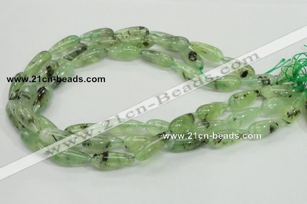 CRU106 15.5 inches 10*25mm teardrop green rutilated quartz beads