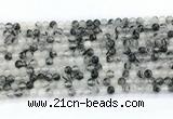 CRU1080 15.5 inches 4mm round black rutilated quartz gemstone beads