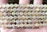 CRU1102 15 inches 6mm round golden rutilated quartz beads