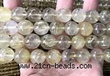 CRU1106 15 inches 14mm round golden rutilated quartz beads