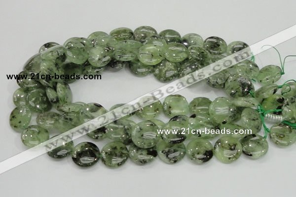 CRU111 15.5 inches 20mm flat round green rutilated quartz beads