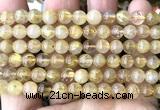 CRU1110 15 inches 6mm round golden rutilated quartz beads wholesale