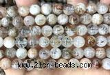 CRU1138 15 inches 8mm round black gold rutilated quartz beads
