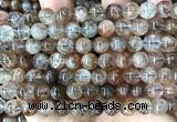 CRU1143 15 inches 8mm round black gold rutilated quartz beads