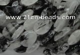 CRU12 15.5 inches 9*12mm faceted oval black rutilated quartz beads