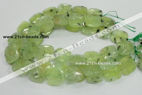 CRU121 15.5 inches 25*25mm faceted square green rutilated quartz beads