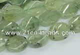 CRU122 15.5 inches 10*14mm twisted oval green rutilated quartz beads