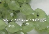 CRU125 15.5 inches 11*16mm faceted teardrop green rutilated quartz beads