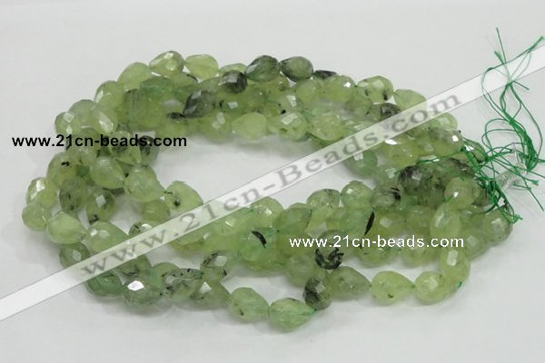 CRU125 15.5 inches 11*16mm faceted teardrop green rutilated quartz beads