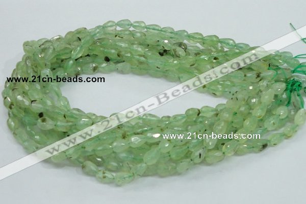 CRU127 15.5 inches 7*11mm faceted teardrop green rutilated quartz beads