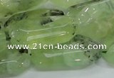 CRU128 15.5 inches 17*33mm faceted rectangle green rutilated quartz beads