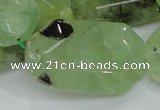 CRU129 15.5 inches 22*38mm faceted rectangle green rutilated quartz beads