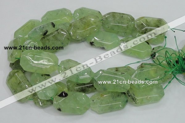 CRU129 15.5 inches 22*38mm faceted rectangle green rutilated quartz beads