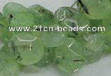 CRU130 15.5 inches 11*13mm faceted freeform green rutilated quartz beads