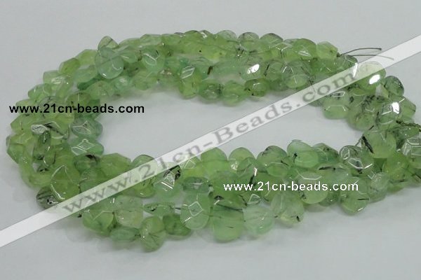 CRU130 15.5 inches 11*13mm faceted freeform green rutilated quartz beads