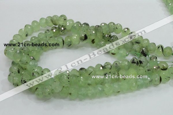 CRU132 15.5 inches 10*14mm faceted rondelle green rutilated quartz beads