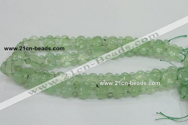 CRU135 13*18mm oval & round double drilled green rutilated quartz beads