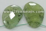 CRU137 15.5 inches 35*45mm faceted freeform green rutilated quartz beads