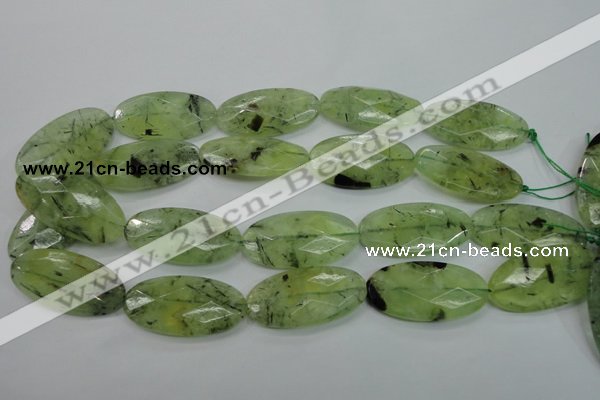 CRU141 15.5 inches 20*40mm faceted oval green rutilated quartz beads