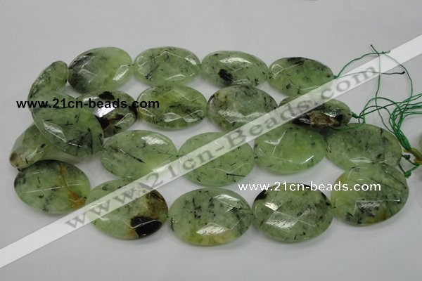 CRU142 15.5 inches 30*40mm faceted oval green rutilated quartz beads