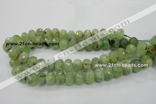 CRU143 15.5 inches 13*18mm faceted rondelle green rutilated quartz beads