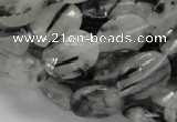 CRU15 15.5 inches 12*16mm faceted oval black rutilated quartz beads