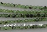 CRU150 15.5 inches 4mm faceted round green rutilated quartz beads