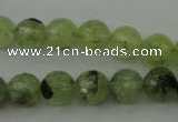 CRU153 15.5 inches 10mm faceted round green rutilated quartz beads