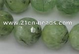 CRU159 15.5 inches 18mm faceted round green rutilated quartz beads