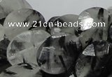 CRU16 15.5 inches 15*20mm faceted oval black rutilated quartz beads