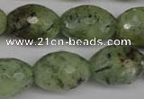 CRU168 15.5 inches 15*20mm faceted rice green rutilated quartz beads