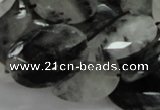 CRU17 15.5 inches 18*25mm faceted oval black rutilated quartz beads