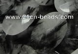 CRU18 15.5 inches 22*25mm faceted oval black rutilated quartz beads