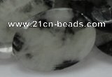 CRU19 15.5 inches 22*30mm faceted oval black rutilated quartz beads