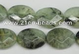 CRU190 15.5 inches 15*20mm faceted oval green rutilated quartz beads