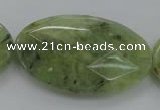 CRU192 15.5 inches 30*50mm faceted oval green rutilated quartz beads