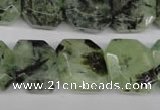 CRU194 Top-drilled 15*17mm faceted rectangle green rutilated quartz beads