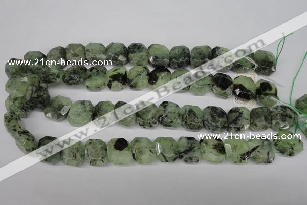 CRU194 Top-drilled 15*17mm faceted rectangle green rutilated quartz beads