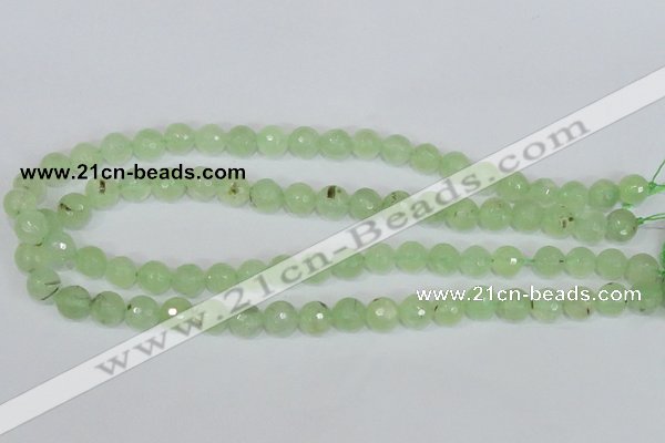 CRU201 15.5 inches 8mm faceted round green rutilated quartz beads