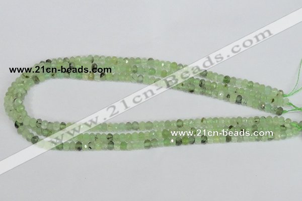 CRU205 15.5 inches 4*6mm faceted rondelle green rutilated quartz beads