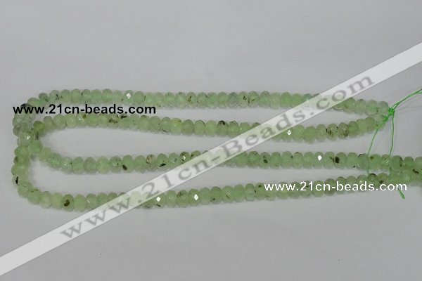 CRU206 15.5 inches 5*8mm faceted rondelle green rutilated quartz beads