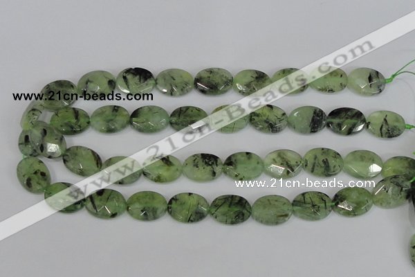 CRU208 15.5 inches 15*20mm faceted oval green rutilated quartz beads