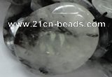 CRU21 15.5 inches 35*50mm faceted oval black rutilated quartz beads