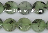 CRU211 15 inches 16mm faceted coin green rutilated quartz beads