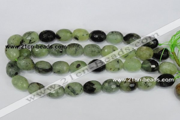 CRU216 15 inches 15*20mm faceted egg shape green rutilated quartz beads