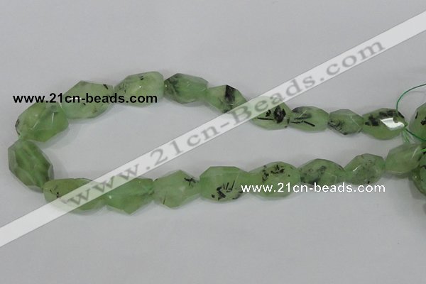 CRU217 12*20mm – 18*25 faceted nuggets green rutilated quartz beads