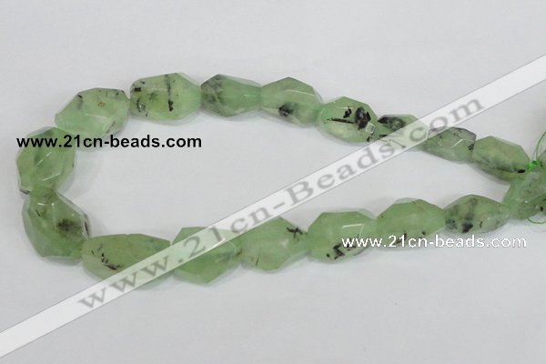 CRU218 15*20mm – 18*25 faceted nuggets green rutilated quartz beads