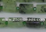 CRU220 15.5 inches 10*15mm faceted tube green rutilated quartz beads